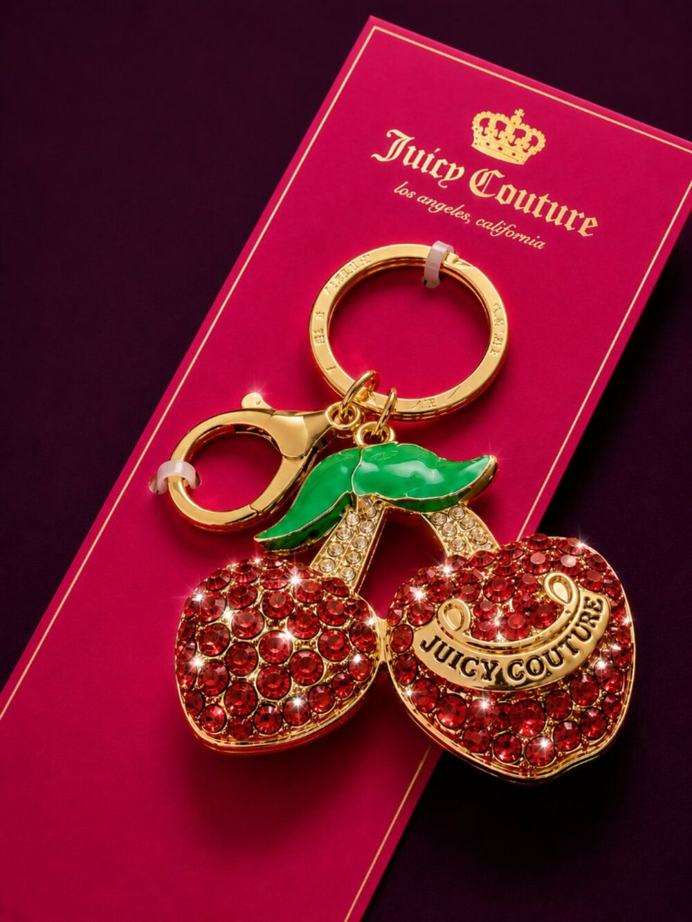 JUICY COUTURE Cherry Rhinestone Crystal Keychain Bag Charm - Picture 4 of 5